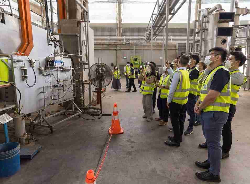 Norite engineers inspecting valve equipment at a carbon black plant in Singapore