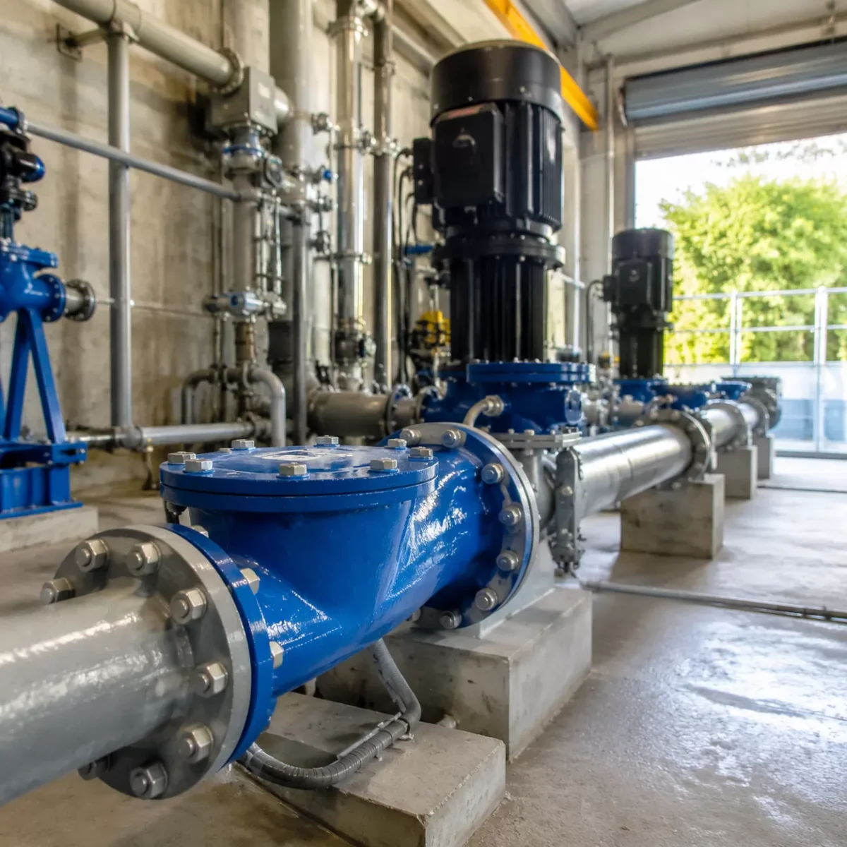 Non-slam check valve installed on pump station pipeline to reduce water hammer