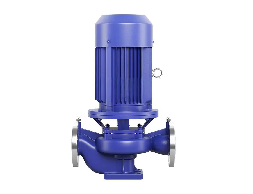 Front view of an SLS single stage vertical inline centrifugal pump